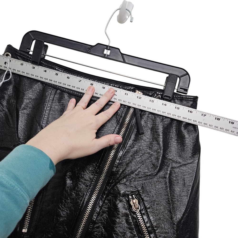 Nonchalant Label Campbell Mini Skirt L Black Faux Leather Glam Moto Biker Edgy - Picture 7 of 9
